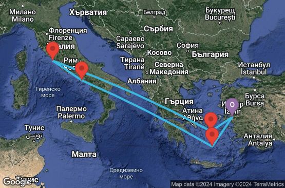 Маршрут на круиз 7 дни Турция, Гърция, Италия - UTYS