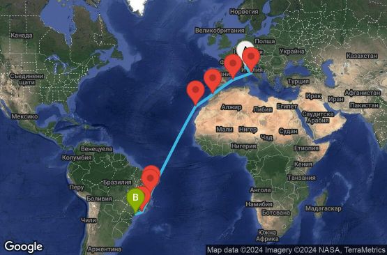 Маршрут на круиз 18 дни Италия, Испания, Мароко, Бразилия - UU1C