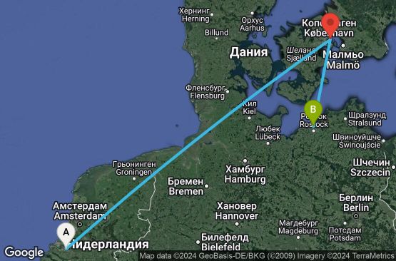 Маршрут на круиз 3 дни Холандия, Дания, Германия - UU4C