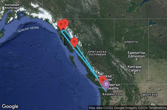 Маршрут на круиз 7 дни Аляска - 07A373