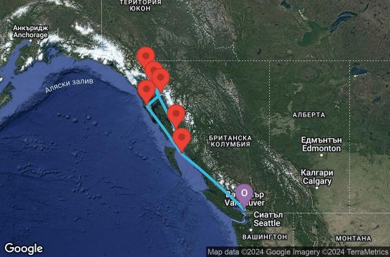 Маршрут на круиз 7 дни Аляска - 07A387