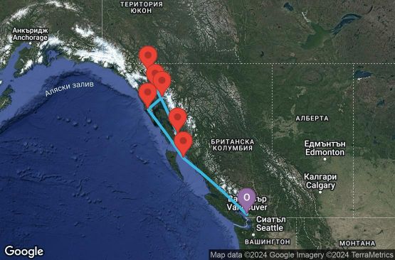 Маршрут на круиз 7 дни Аляска - 07A389