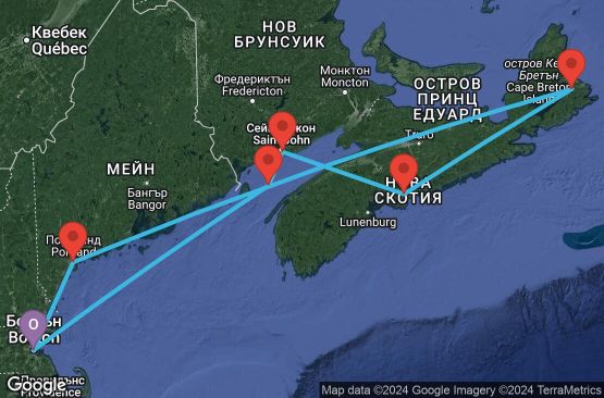 Маршрут на круиз 7 дни САЩ, Канада - 07N074