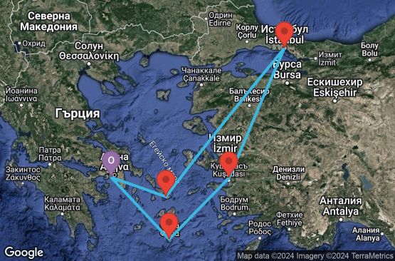 Маршрут на круиз 7 дни Гърция, Турция - 07M772