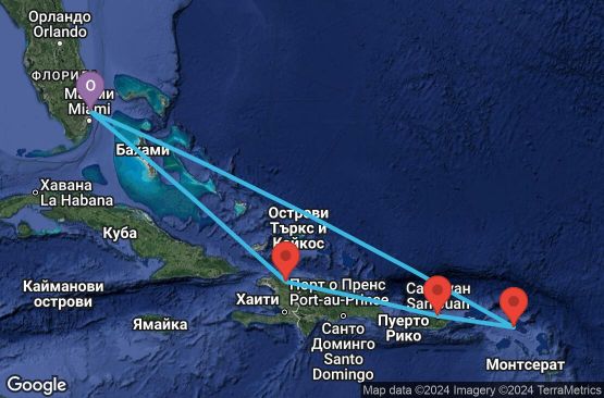 Маршрут на круиз 7 дни САЩ, Холандски Антили, Пуерто Рико, Хаити - 07E437