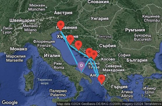 Маршрут на круиз 7 дни Италия, Хърватска, Гърция, Черна гора - BRI07A0J
