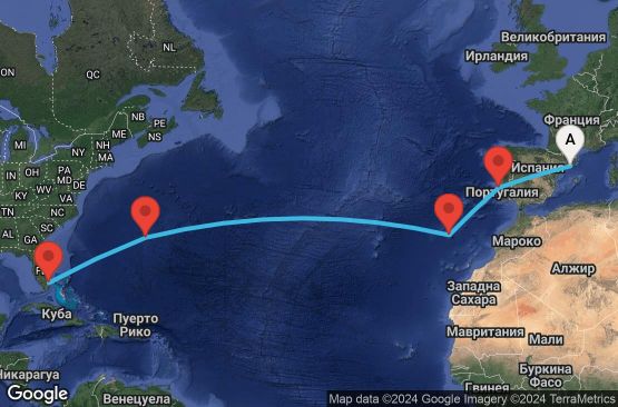 Маршрут на круиз 13 дни Испания, Португалия, Бермудските острови, САЩ - 13T138