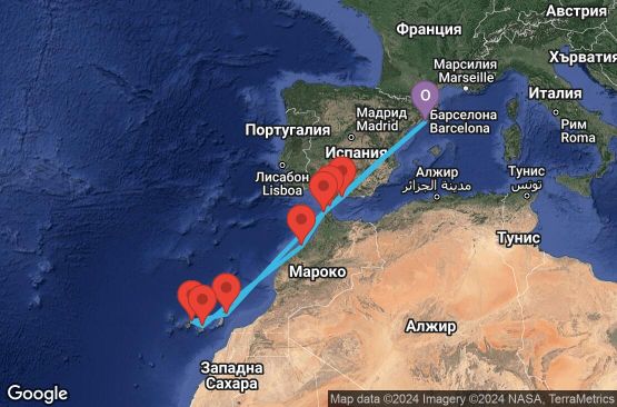 Маршрут на круиз 12 дни Испания, Гибралтар, Мароко - 12M643