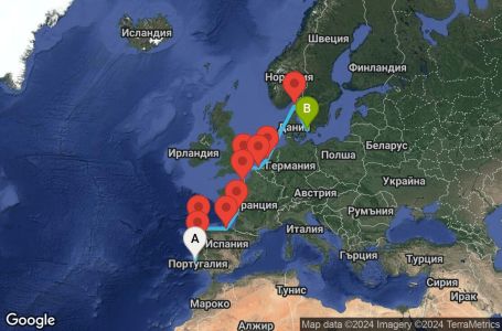 Маршрут на круиз 11 дни от Лисбон до Копенхаген - SKYE11CNNLISCPH