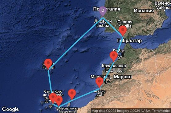 Маршрут на круиз 9 дни Мадейра и Канарски острови - SKYE09CNNLISLIS