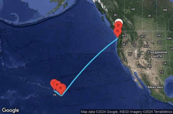 Маршрут на круиз 12 дни от Ванкувър до Хавай - 12H025