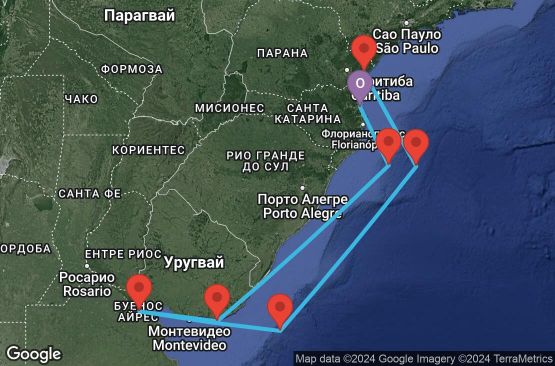 Маршрут на круиз 7 дни Бразилия, Уругвай, Аржентина - UU9D