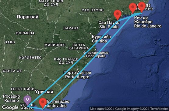 Маршрут на круиз 9 дни Аржентина, Уругвай, Бразилия - UU02