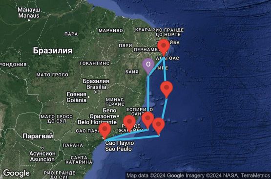 Маршрут на круиз 7 дни Бразилия - UU7Q