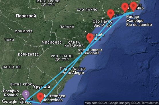 Маршрут на круиз 9 дни Аржентина, Уругвай, Бразилия - UU03