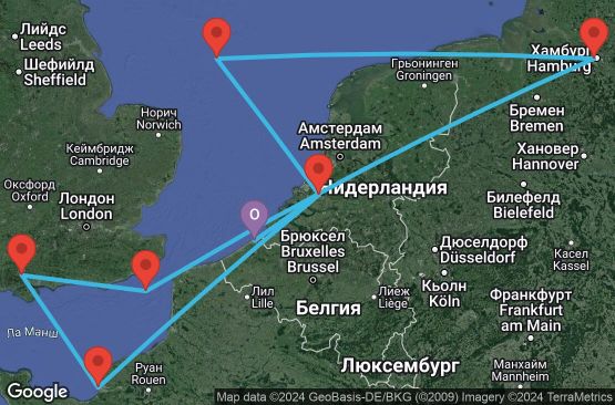 Маршрут на круиз 8 дни Белгия, Холандия, Франция, Великобритания, Германия - UUOC