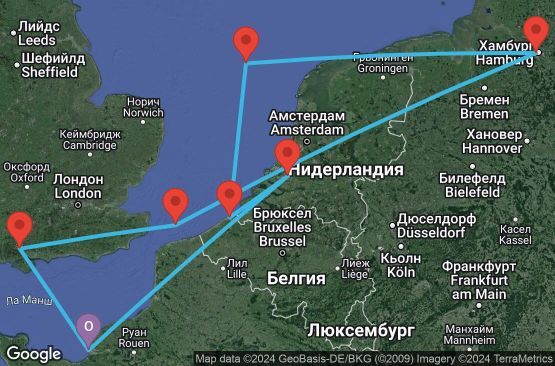 Маршрут на круиз 7 дни Франция, Великобритания, Германия, Белгия, Холандия - UUO9