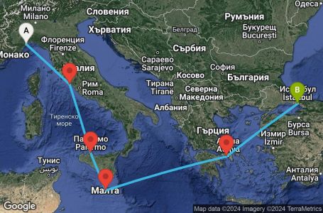 Маршрут на круиз 7 дни Италия, Малта, Гърция, Турция - SVN07A2A