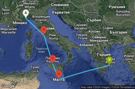 Маршрут на круиз 5 дни Италия, Малта, Гърция - SVN05A11