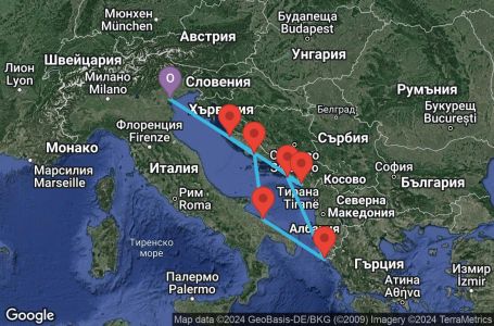 Маршрут на круиз 7 дни Италия, Хърватска, Черна гора, Гърция - PMA07A0Q