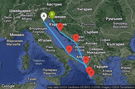Маршрут на круиз 7 дни Италия, Гърция, Хърватска - PMA07A0M