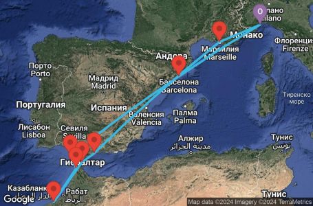 Маршрут на круиз 10 дни Италия, Испания, Мароко, Гибралтар, Франция - SVN10A12