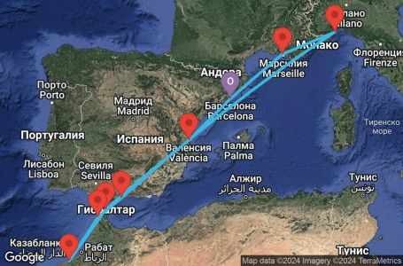 Маршрут на круиз 10 дни Испания, Франция, Италия, Мароко, Гибралтар - BCN10A0G