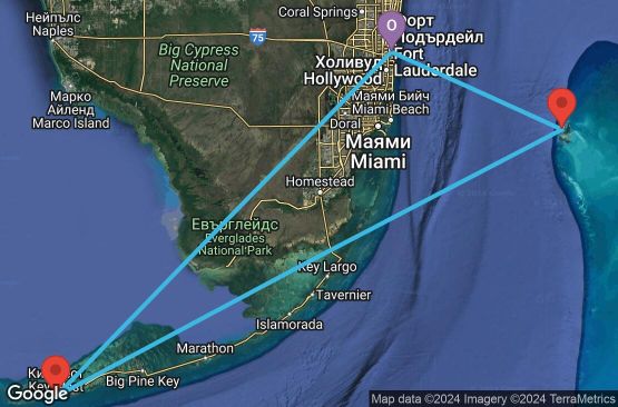 Маршрут на круиз 3 дни САЩ, Бахамските острови - 3BH126