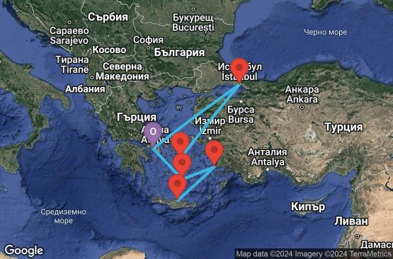 Маршрут на круиз 7 дни Гърция, Турция - ATH07A0O