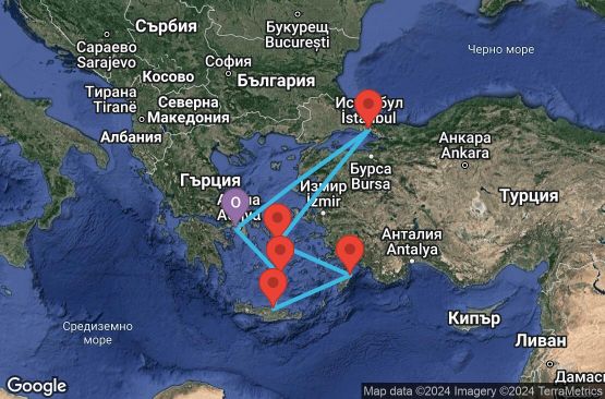 Маршрут на круиз 7 дни Гърция, Турция - ATH07A0S