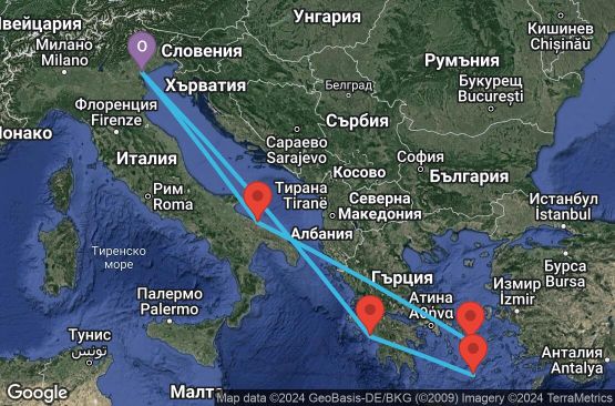 Маршрут на круиз 7 дни Италия, Гърция - PMA07A0P