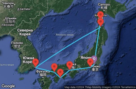 Маршрут на круиз 12 дни Япония, Южна Корея - 12I131