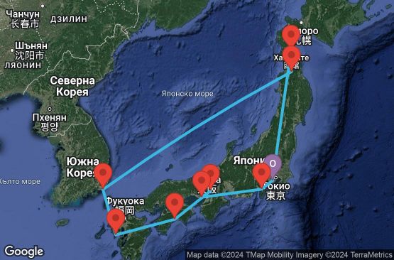 Маршрут на круиз 12 дни Япония, Южна Корея - 12I133