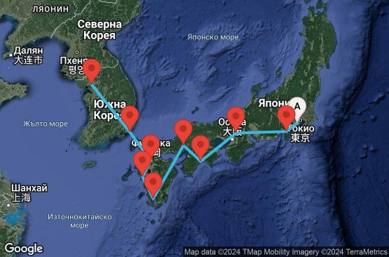 Маршрут на круиз 12 дни Япония, Южна Корея - 12I134