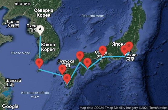 Маршрут на круиз 12 дни Южна Корея, Япония - 12I135