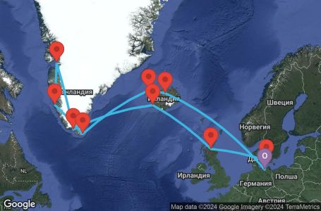 Маршрут на круиз 21 дни Исландия и Гренландия от Германия - UURU