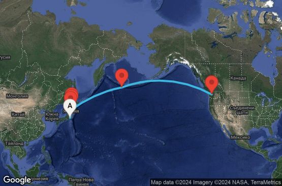 Маршрут на круиз 14 дни през Тихия океан от Токио до Сиатъл - 15T234