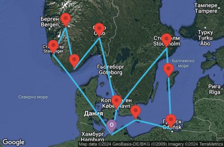 Маршрут на круиз 14 дни Балтийско море и фиорди - UUUE