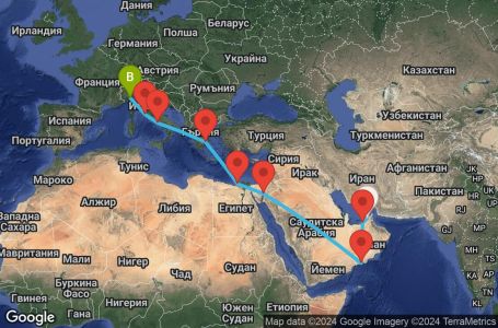 Маршрут на круиз 20 дни круиз от Близкия изток до Италия - DXB20A0D