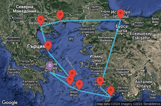 Маршрут на круиз 15 дни Гърция, Турция - EX20240913PIRPIR