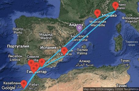 Маршрут на круиз 11 дни Испания, Франция, Италия, Мароко, Гибралтар - BCN11A0L