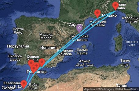 Маршрут на круиз 11 дни Испания, Франция, Италия, Мароко, Гибралтар - BCN11A0K