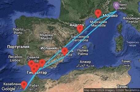 Маршрут на круиз 11 дни Италия, Испания, Мароко, Гибралтар, Франция - SVN11A09