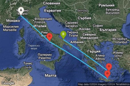Маршрут на круиз 6 дни Италия, Гърция - UUX7