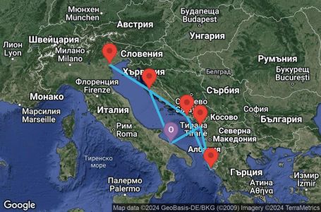 Маршрут на круиз 7 дни Италия, Хърватска, Гърция, Черна гора - UUZ5