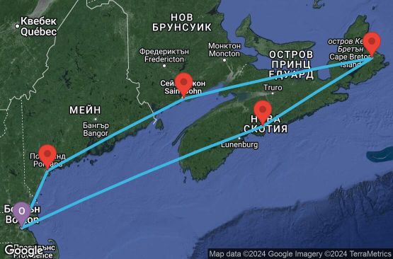 Маршрут на круиз 7 дни САЩ, Канада - 07N079