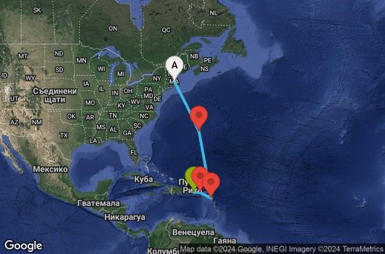 Маршрут на круиз 7 дни САЩ, Бермудските острови, Антигуа и Барбуда, Вирджински острови (Великобритания), Пуерто Рико - 07R036