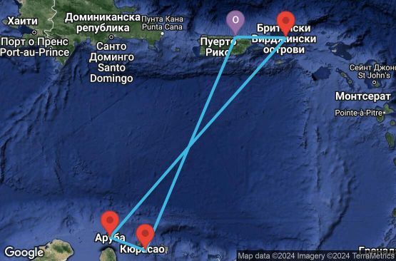 Маршрут на круиз 7 дни Пуерто Рико, Холандски Антили, Аруба, Вирджински острови (Великобритания) - 07D419