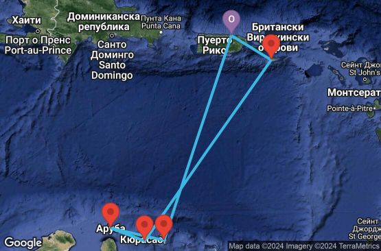 Маршрут на круиз 7 дни Пуерто Рико, Вирджински острови (САЩ), Холандски Антили, Аруба - 07D423