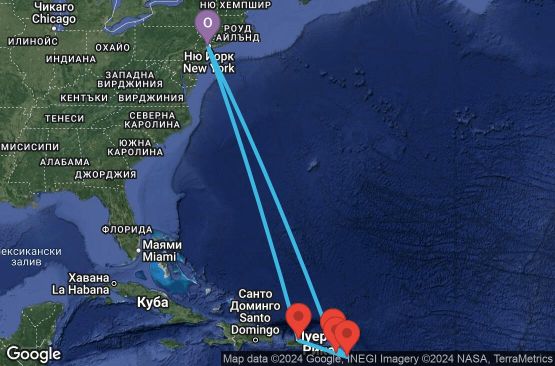 Маршрут на круиз 11 дни САЩ, Холандски Антили, Антигуа и Барбуда, Сейнт Китс и Невис, Пуерто Рико - 11L095